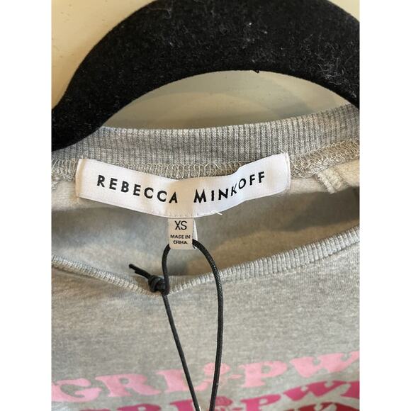NWT $88 Rebecca Minkoff Girl Power Girl Pwr Gray Pink Crew Neck Sweater XS - Picture 4 of 7